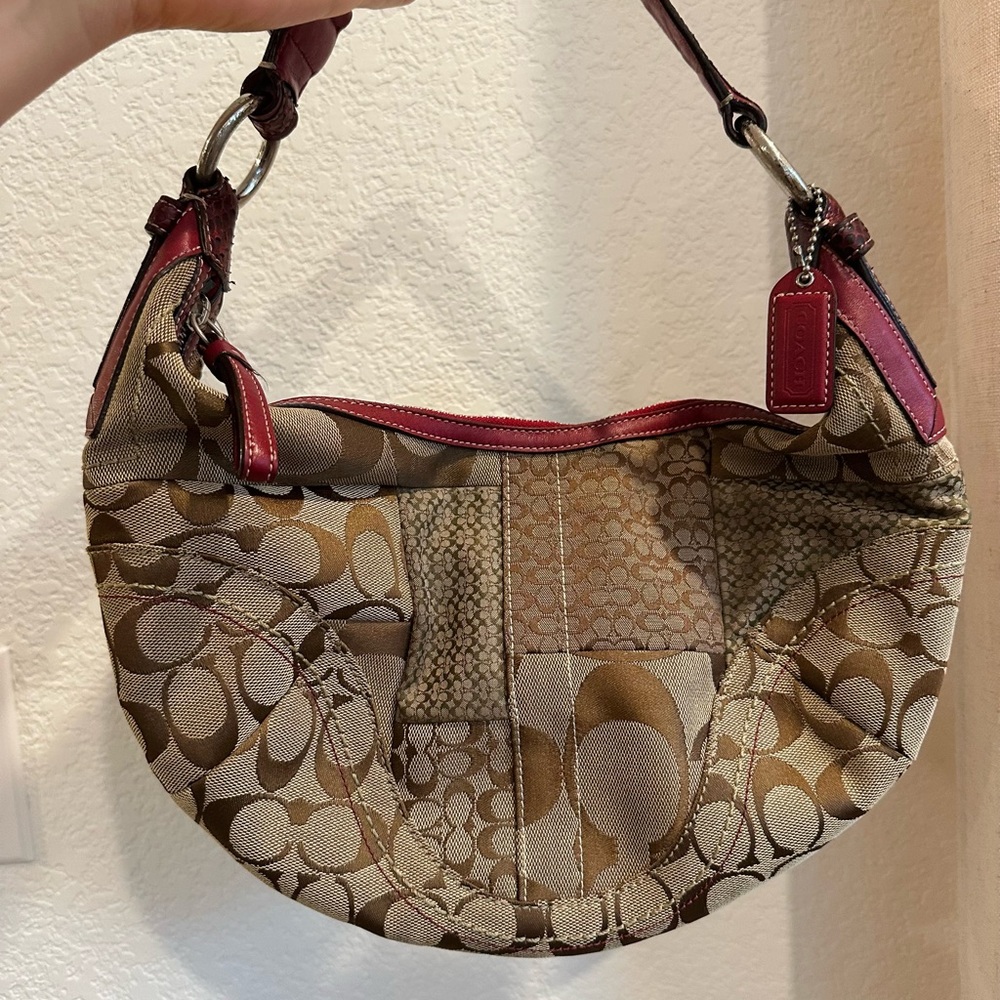 Vintage Coach Brown and Tan Patchwork Shoulder Bag